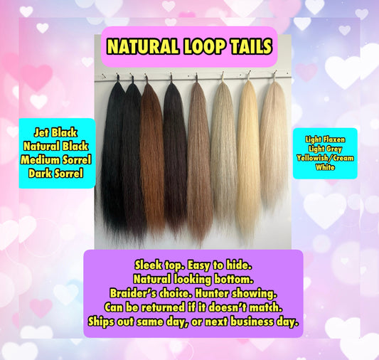 NATURAL LOOP FAKE TAILS. Real Horse Hair. Free Cover Bag, Pom Pom, Bridle Charm, Loop Charm. $99.99 - $550