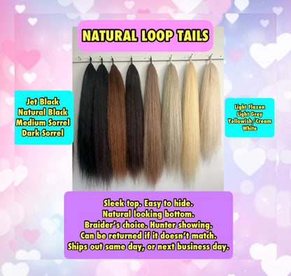 NATURAL LOOP FAKE TAILS. Real Horse Hair. Free Cover Bag, Pom Pom, Bridle Charm, Loop Charm. $99.99 - $550