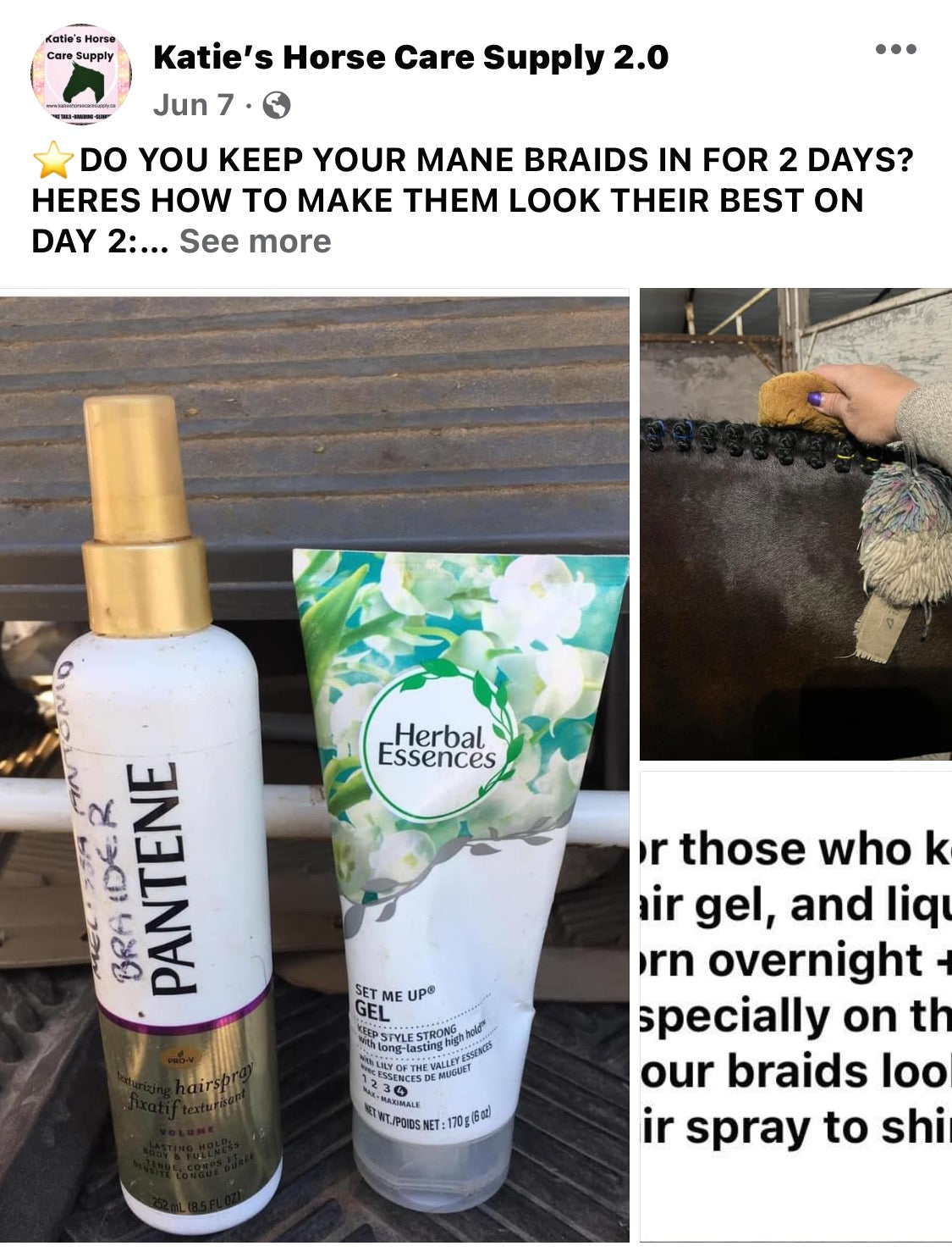 BRAIDING* Tutorials posted on the Facebook page: Katie’s Horse Care Supply (old), and Katie’s Horse Care Supply 2.0 (new). Instagram: Katie’s Horse Care Supply