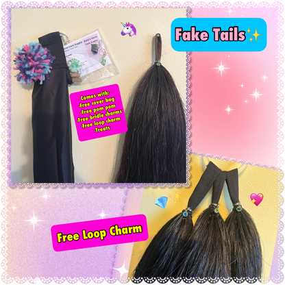 KNOB TOP Fake Tails 1 Pound. Real Horse Hair. Free Cover Bag, Pom Pom, Free Bridle Charm, Loop Charm. $180