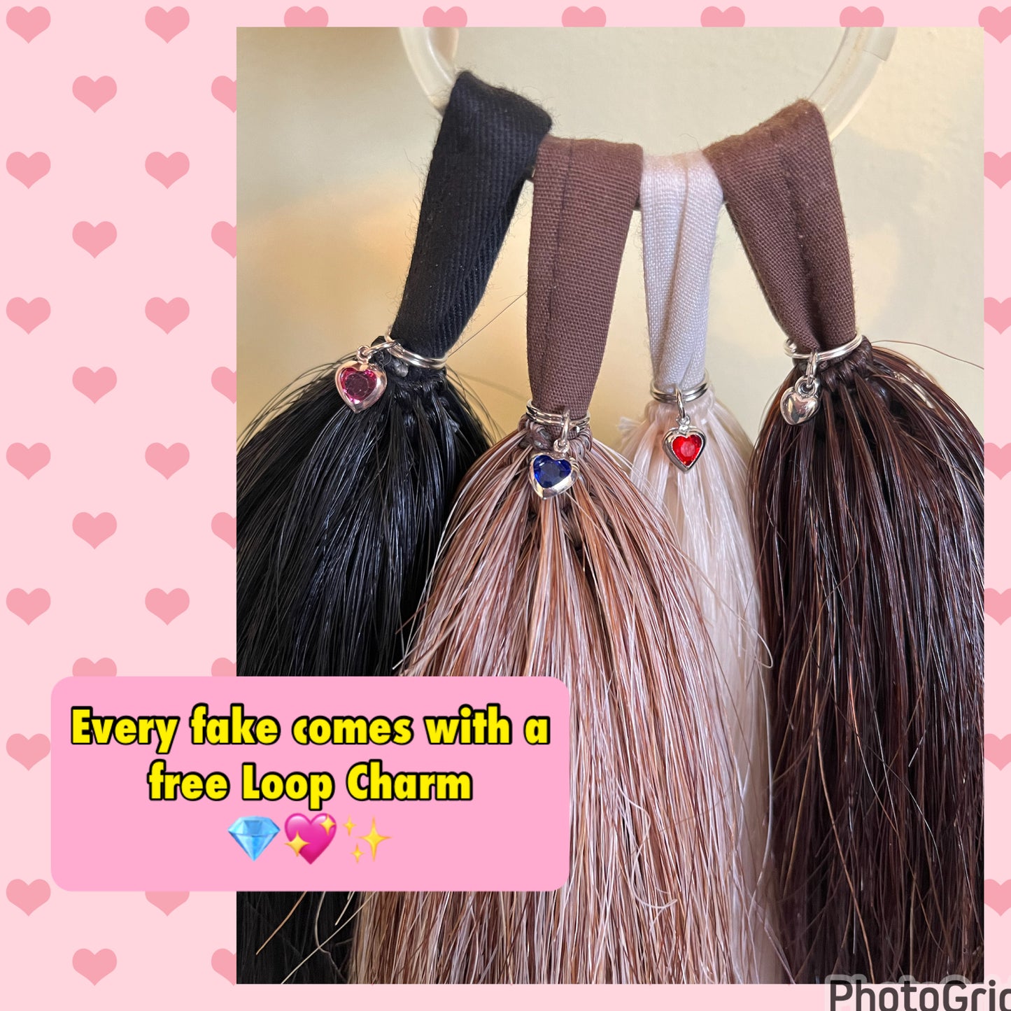 NATURAL LOOP FAKE TAILS. Real Horse Hair. Free Cover Bag, Pom Pom, Bridle Charm, Loop Charm. $99.99 - $550