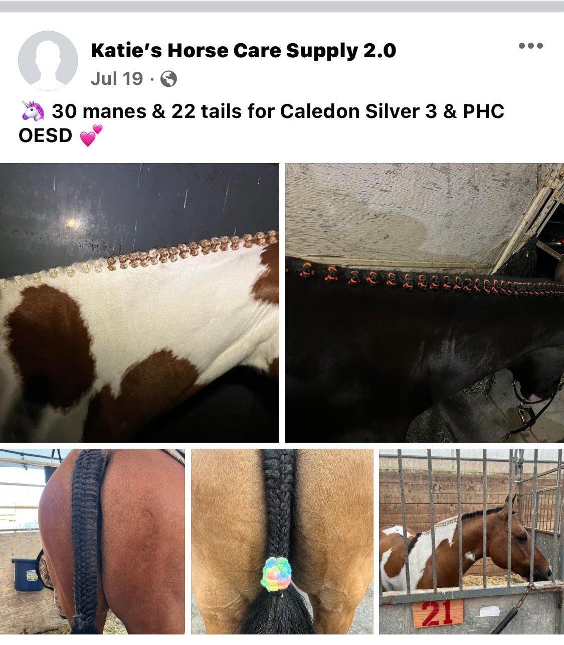 BRAIDING* Tutorials posted on the Facebook page: Katie’s Horse Care Supply (old), and Katie’s Horse Care Supply 2.0 (new). Instagram: Katie’s Horse Care Supply
