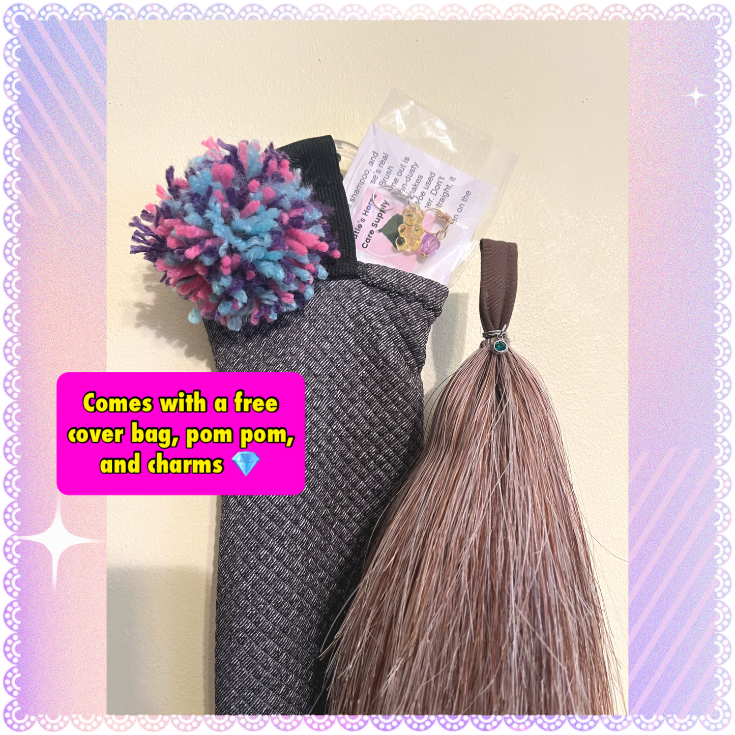 NATURAL LOOP FAKE TAILS. Real Horse Hair. Free Cover Bag, Pom Pom, Bridle Charm, Loop Charm. $99.99 - $550