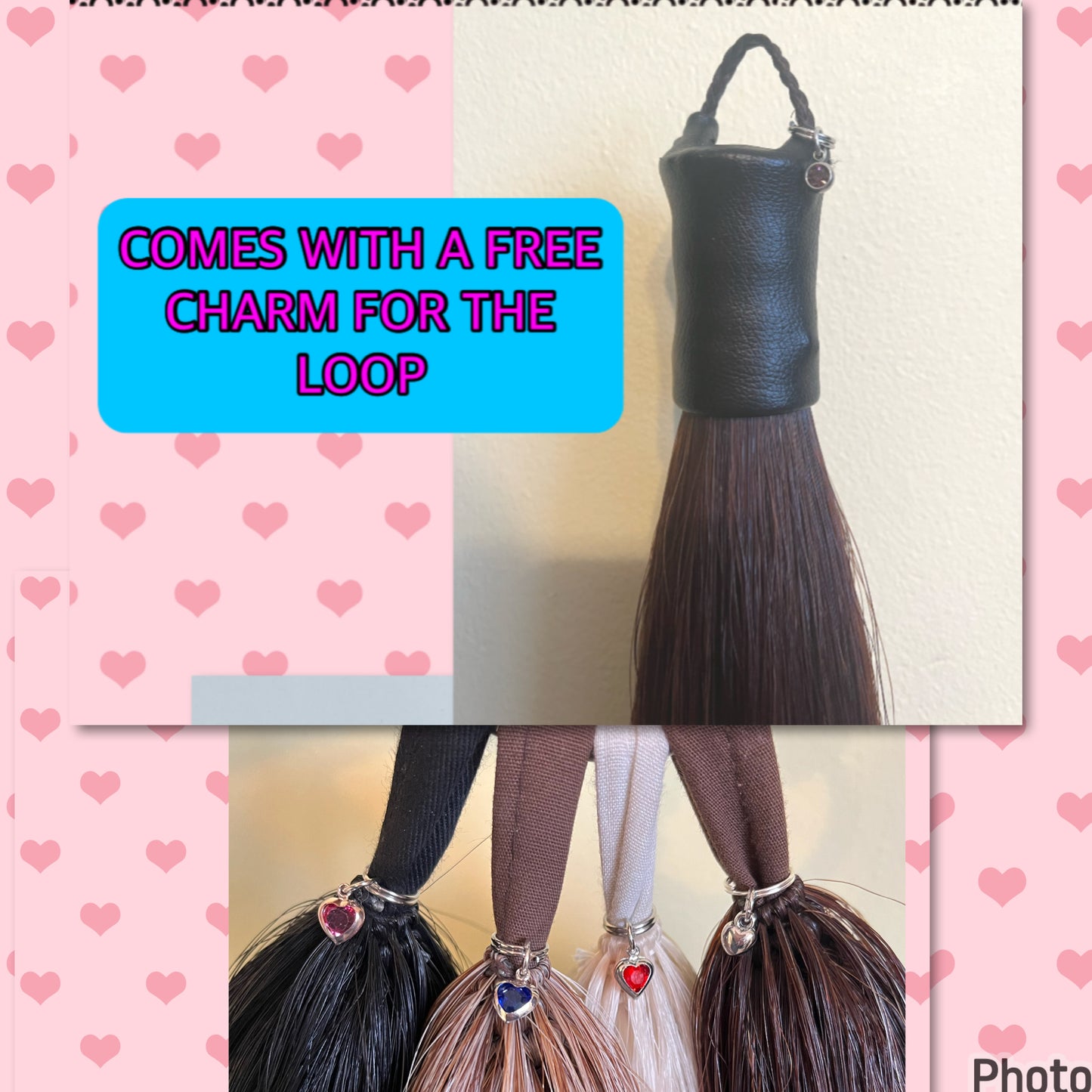 KNOB TOP Fake Tails 1/2 Pound. Real Horse Hair. Free Cover Bag, Pom Pom, Bridle Charm, Loop Charm. $99.99 - $125