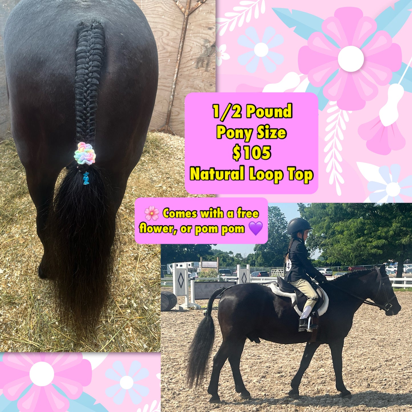 NATURAL LOOP FAKE TAILS. Real Horse Hair. Free Cover Bag, Pom Pom, Bridle Charm, Loop Charm. $99.99 - $550