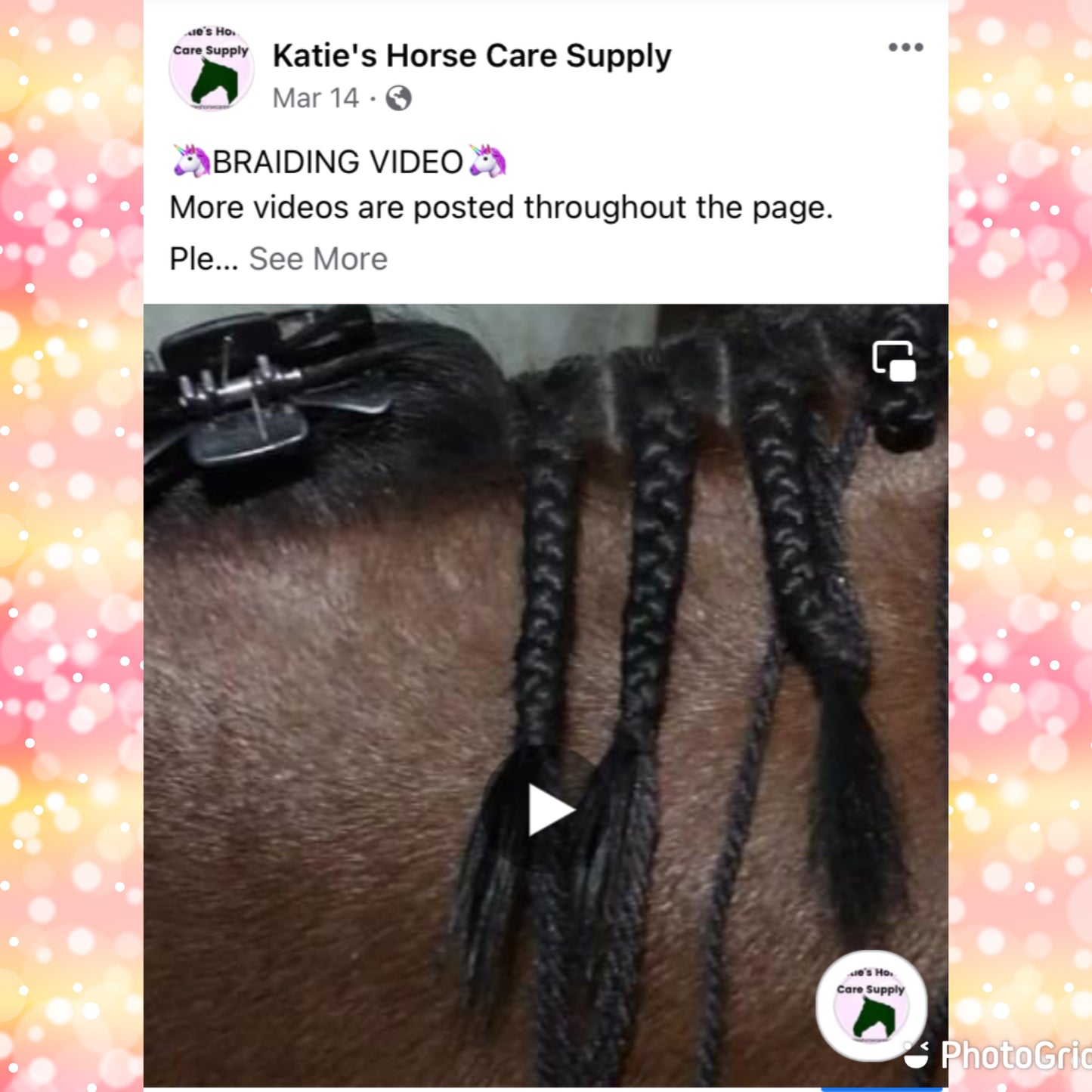 BRAIDING* Tutorials posted on the Facebook page: Katie’s Horse Care Supply (old), and Katie’s Horse Care Supply 2.0 (new). Instagram: Katie’s Horse Care Supply