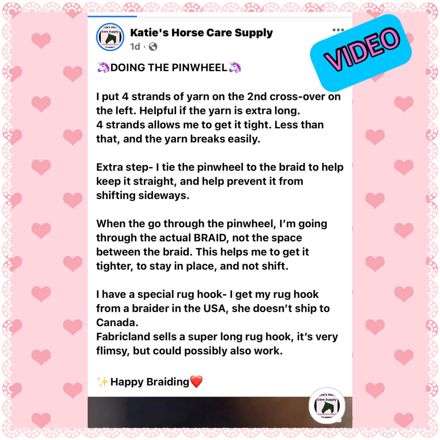 BRAIDING* Tutorials posted on the Facebook page: Katie’s Horse Care Supply (old), and Katie’s Horse Care Supply 2.0 (new). Instagram: Katie’s Horse Care Supply