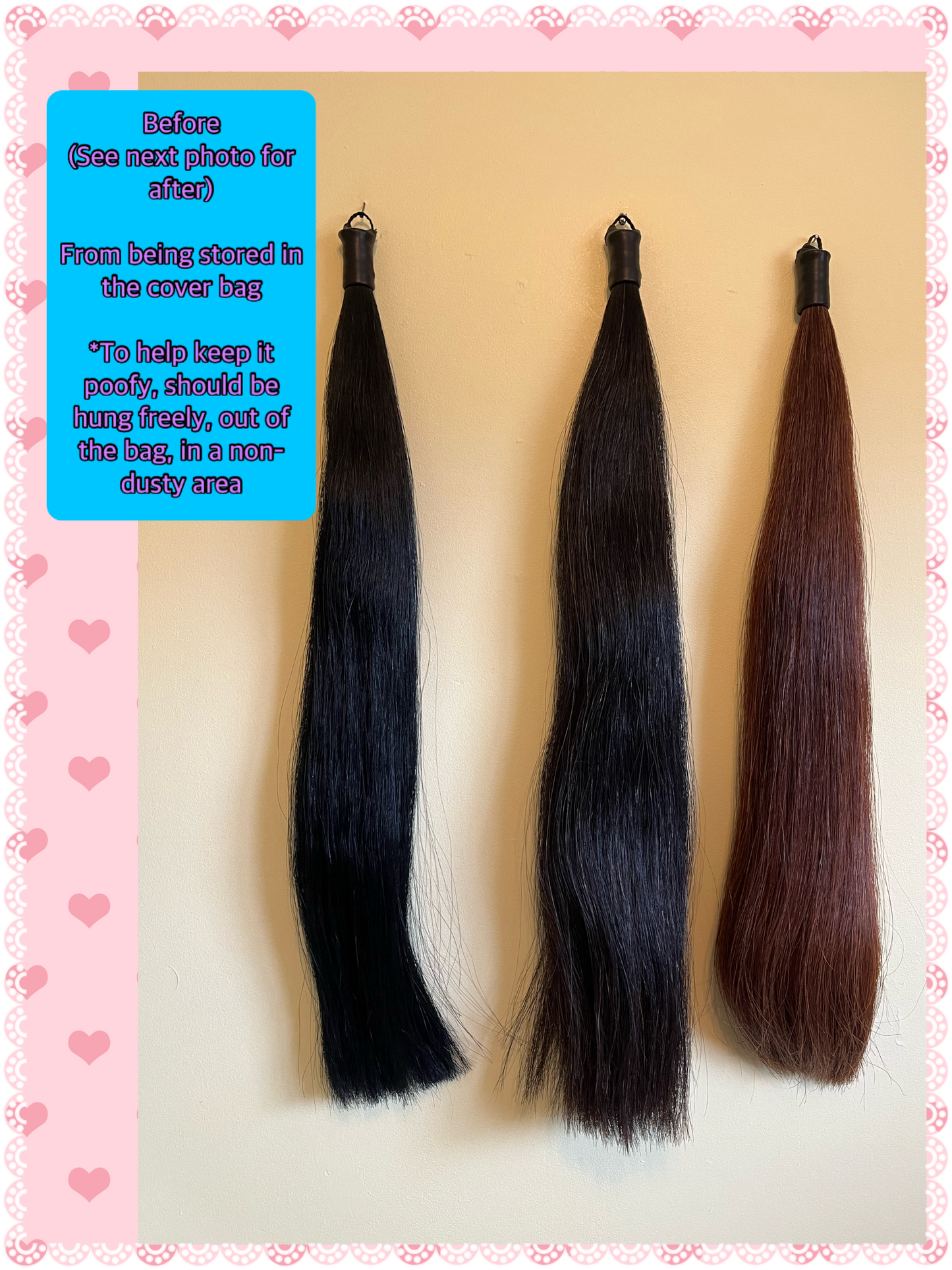 KNOB TOP Fake Tails 1 Pound. Real Horse Hair. Free Cover Bag, Pom Pom, Free Bridle Charm, Loop Charm. $180