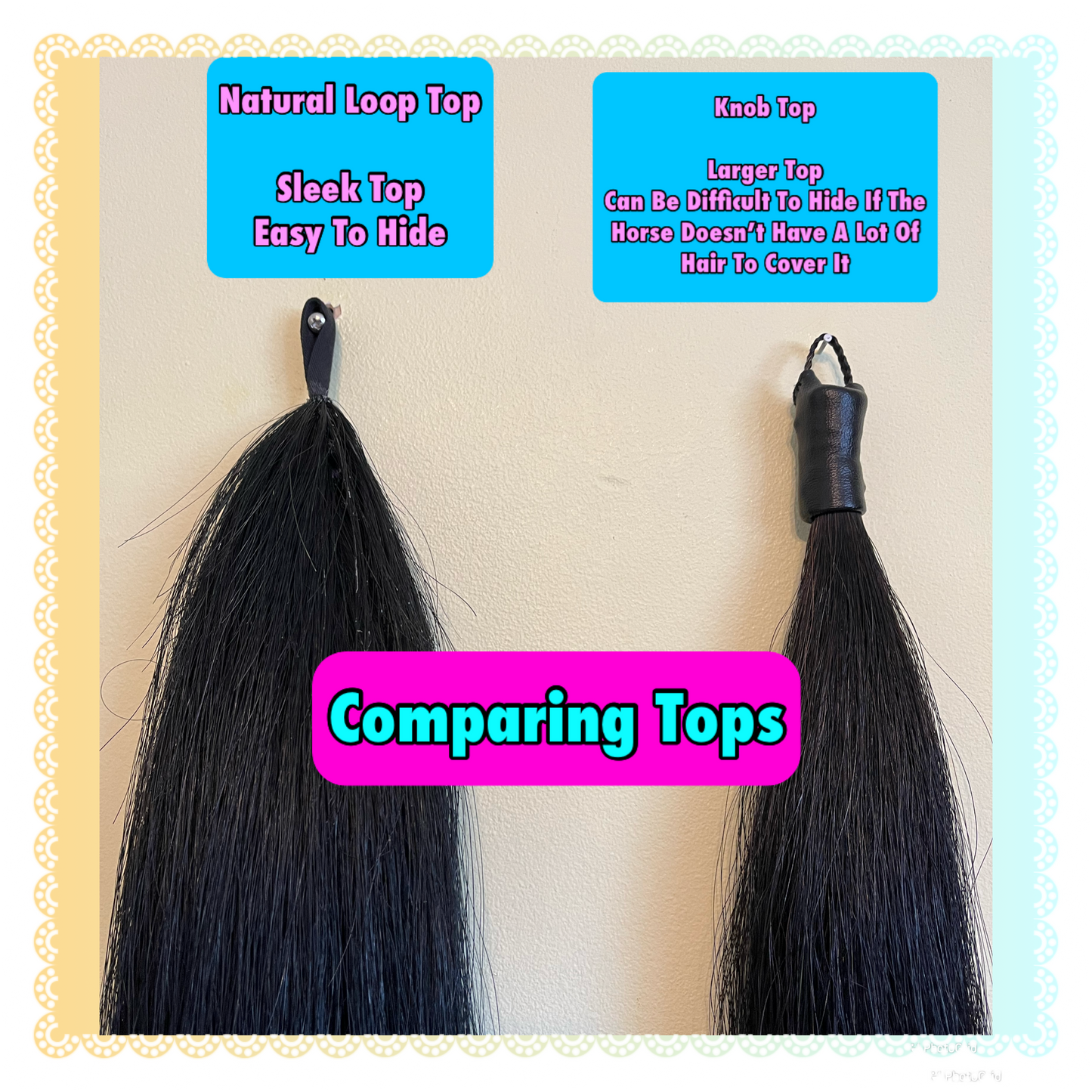 KNOB TOP Fake Tails 1 Pound. Real Horse Hair. Free Cover Bag, Pom Pom, Free Bridle Charm, Loop Charm. $180