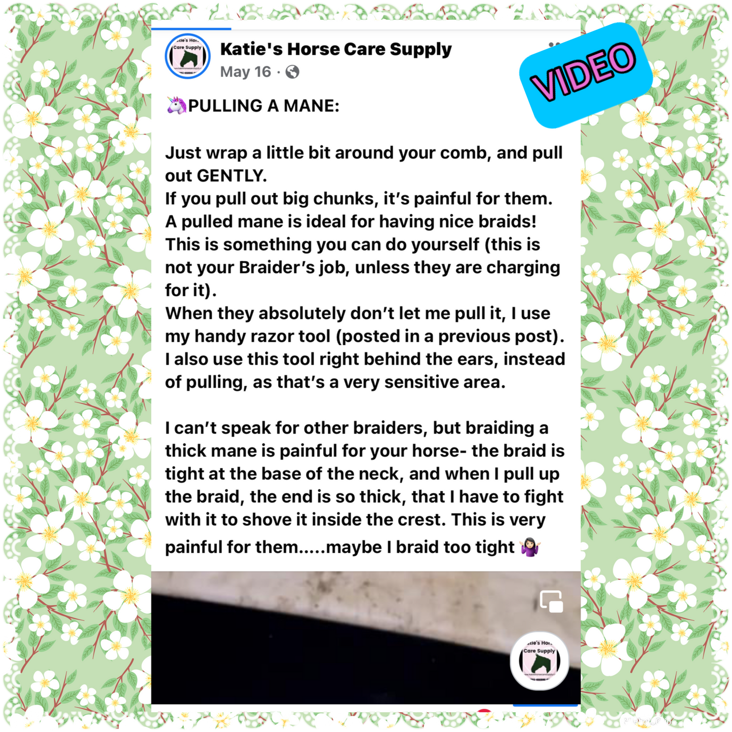 BRAIDING* Tutorials posted on the Facebook page: Katie’s Horse Care Supply (old), and Katie’s Horse Care Supply 2.0 (new). Instagram: Katie’s Horse Care Supply