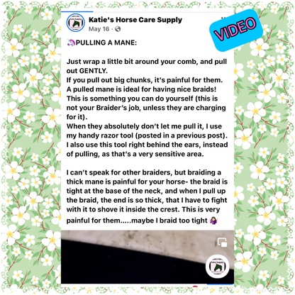BRAIDING* Tutorials posted on the Facebook page: Katie’s Horse Care Supply (old), and Katie’s Horse Care Supply 2.0 (new). Instagram: Katie’s Horse Care Supply