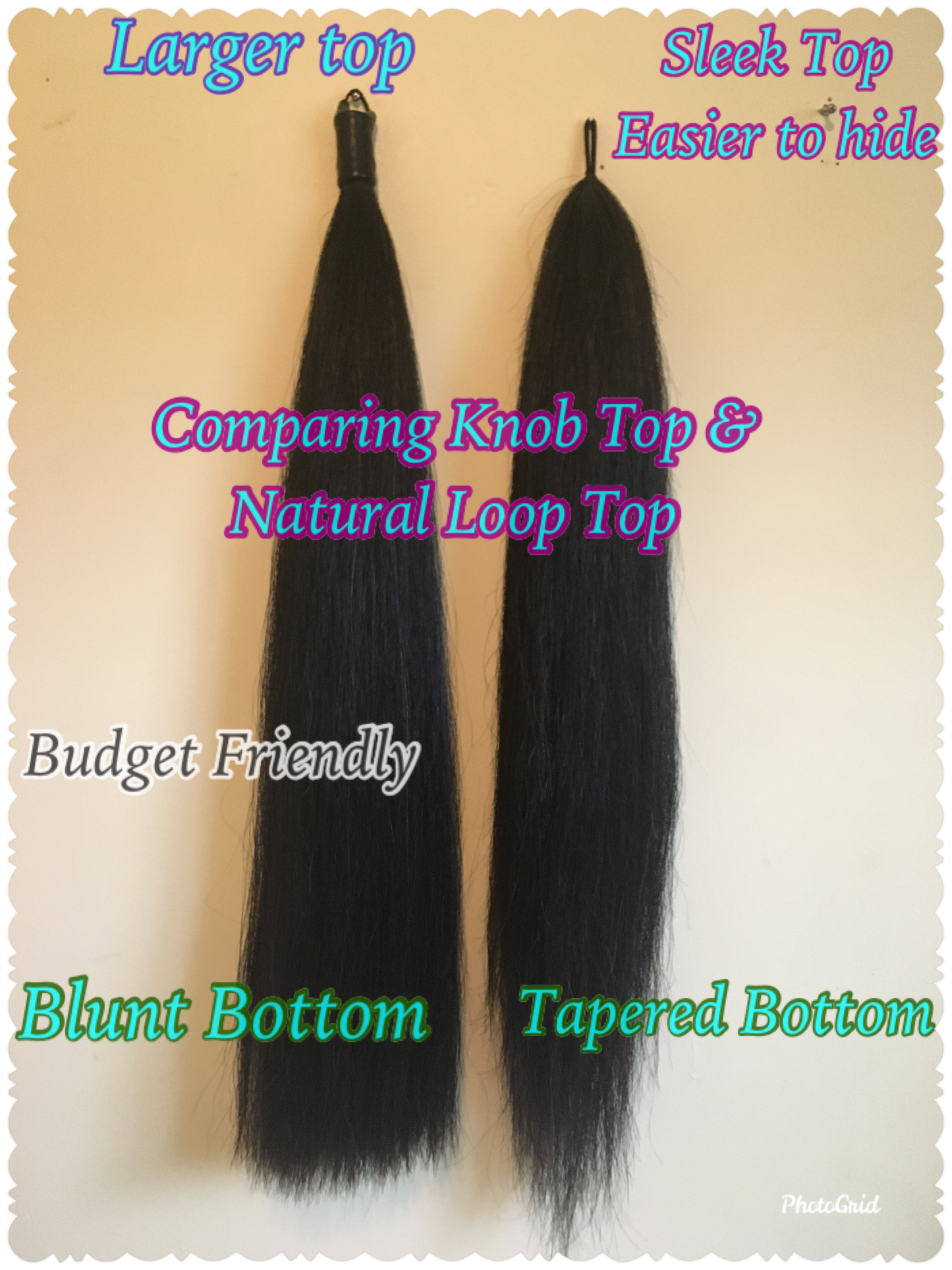 KNOB TOP Fake Tails 1 Pound. Real Horse Hair. Free Cover Bag, Pom Pom, Free Bridle Charm, Loop Charm. $180