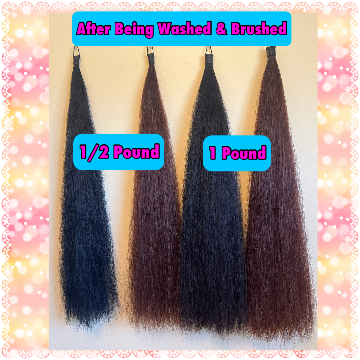 KNOB TOP Fake Tails 1 Pound. Real Horse Hair. Free Cover Bag, Pom Pom, Free Bridle Charm, Loop Charm. $180