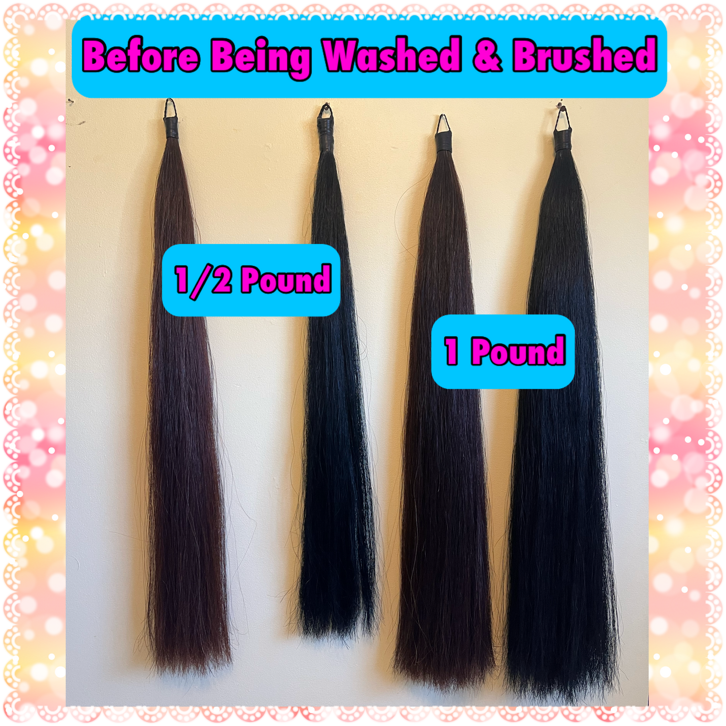 KNOB TOP Fake Tails 1/2 Pound. Real Horse Hair. Free Cover Bag, Pom Pom, Bridle Charm, Loop Charm. $99.99 - $125